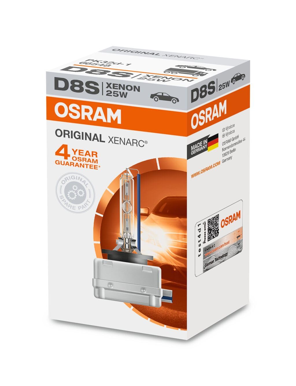 Osram 66548 lighting D8S Xenon 25W Xenarc, light blue, folding box - ZOXD8S