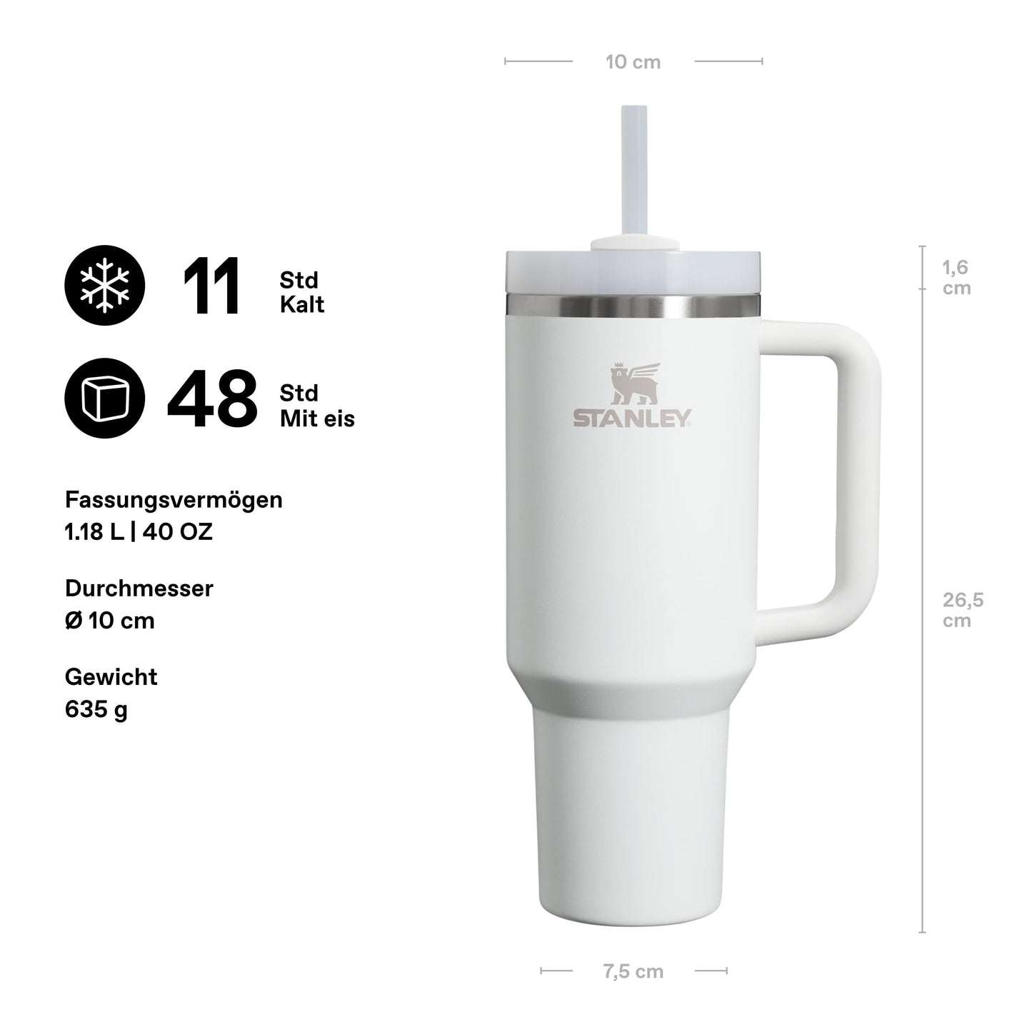 STANLEY 1913 Quencher H2.0 Flowstate Drinking Bottle with Straw 1.2L - Thermo Mug Cools 11 Hours - 48 Hours Ice Cooled - Thermos Bottle BPA Free - Stainless Steel Drinking Cup - Frost - 100000144087