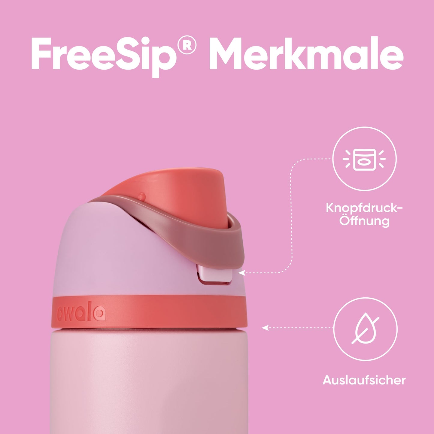 Owala FreeSip Insulated Stainless Steel Drinking Bottle with Straw, 710ml - BPA Free, Ideal for Sports, Fitness, Outdoors and Travel, Angle Food Cake - C08141