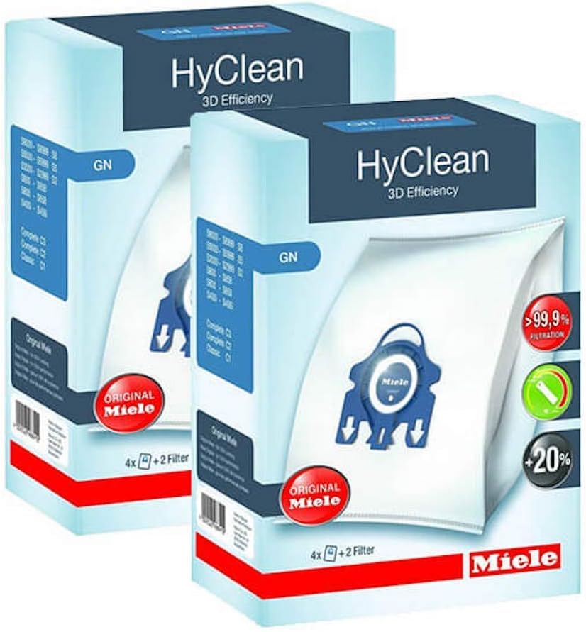 2 X Miele GN HyClean 3D Efficiency Dust Bags for Classic, Complete, S2000, S5000, and S8000 Series
