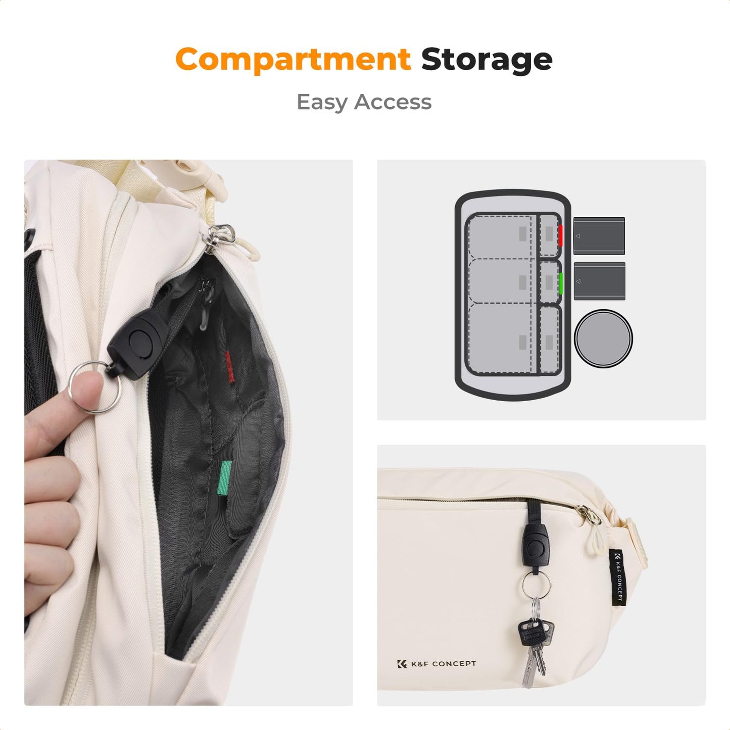 K&F CONCEPT Camera Backpack Shoulder Bag Square Bag Photographer Bags Camera Rectangle Case Compatible with Canon/Nikon/Sony/DJI Mavic Drone Backpack (Beige) - KF13.157V5