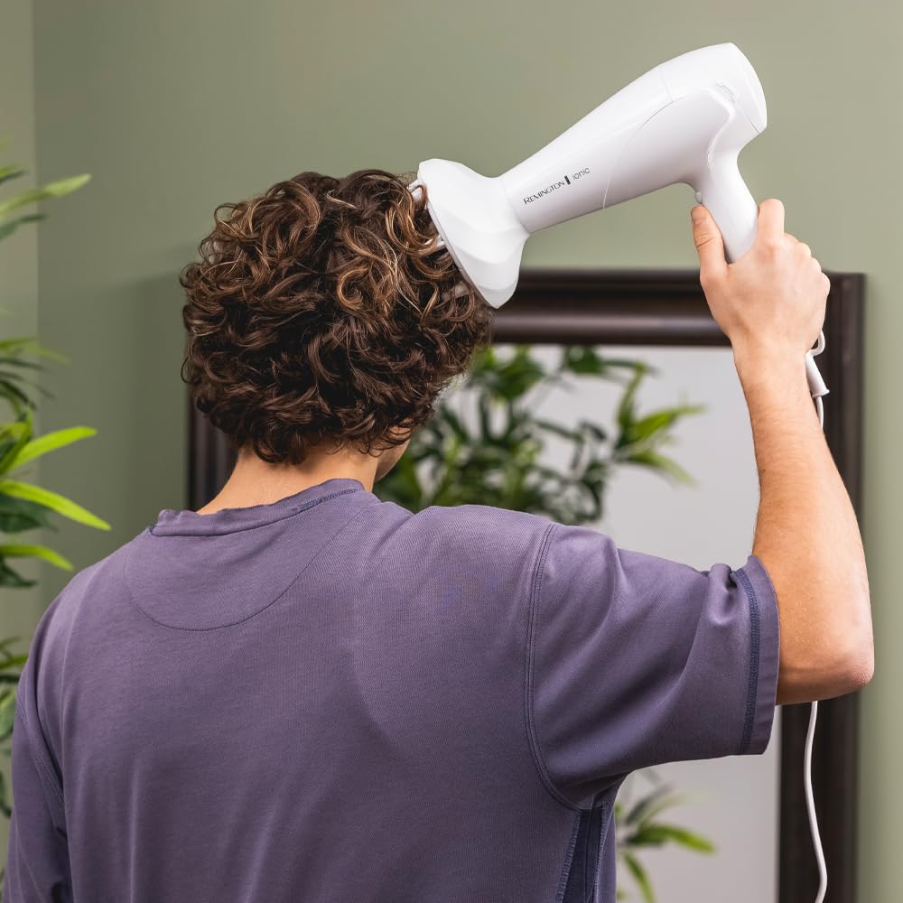 Remington Hair Dryer Ionic, 2200 Watt, White, With Diffuser and Styling Nozzle - 45767560100