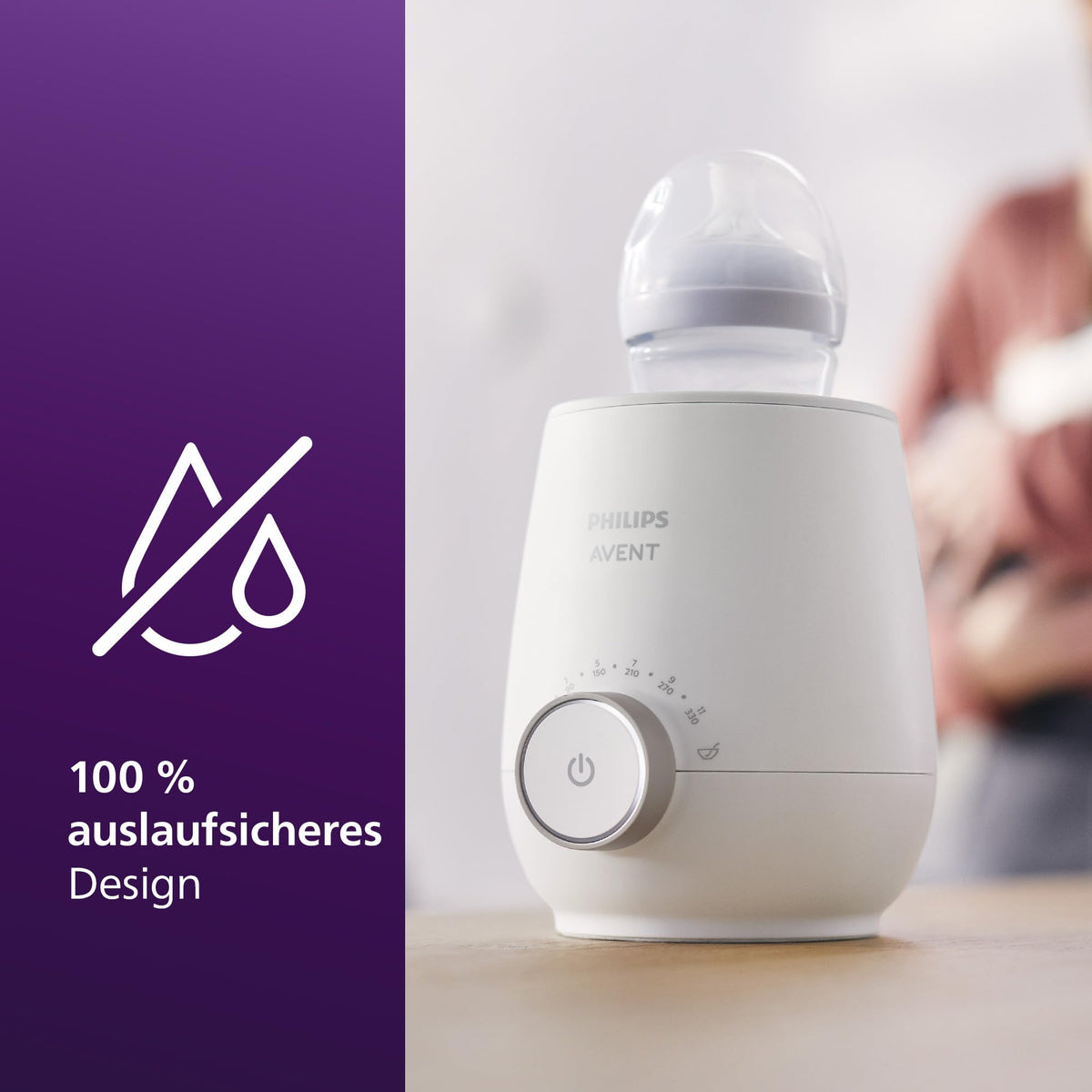 Philips Avent Bottle Warmer Gift Set – Fast Premium Bottle Warmer and Natural Response Baby Bottle, intelligent temperature control, automatic shut-off, defrost function, SCF358/10