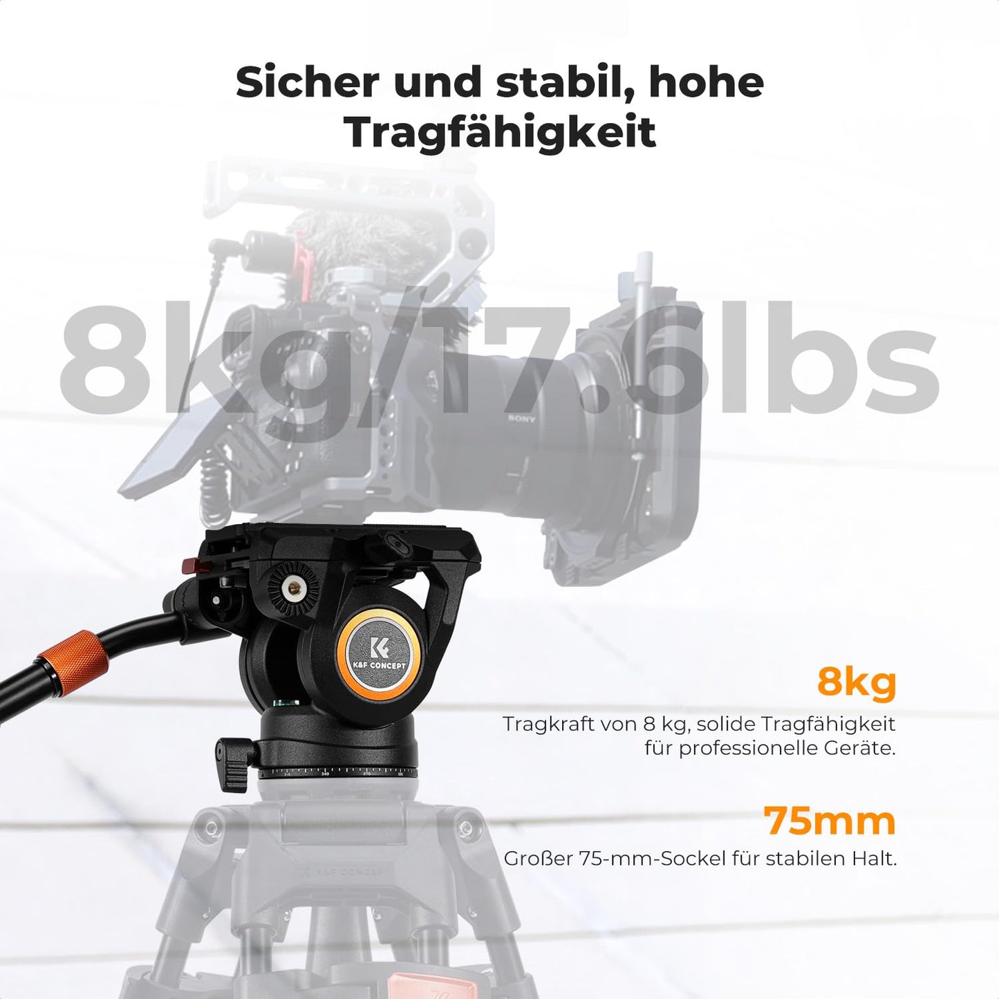 K&F CONCEPT Fluid video head with tripod head holder, for 360° panorama - BV40