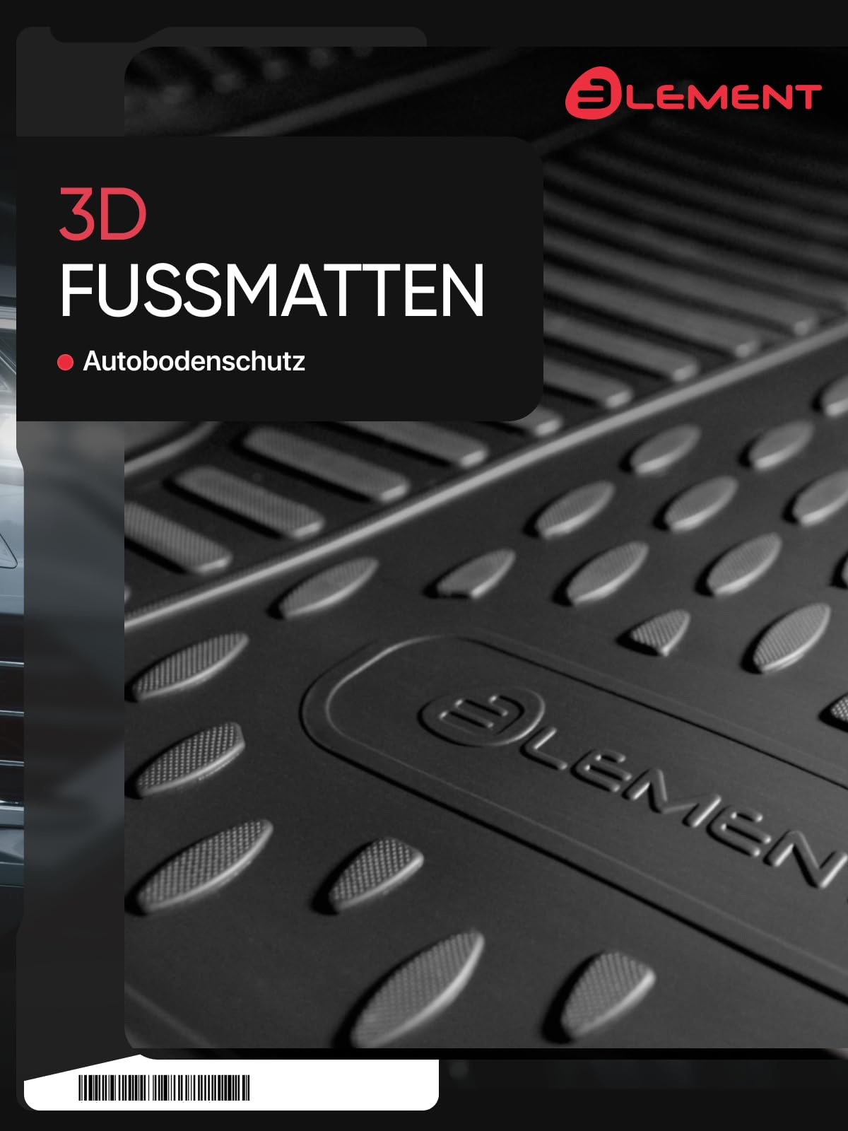 Element 3D Gummi Fussmatten passend für VW Polo (V Rest) | 2014-2020 | 100% Passgenaue Allwetter Fußmatten aus TPE, hoher Rand, wasserdicht, rutschfest, geruchslos - EXP.ELEMENT3DA38566210k