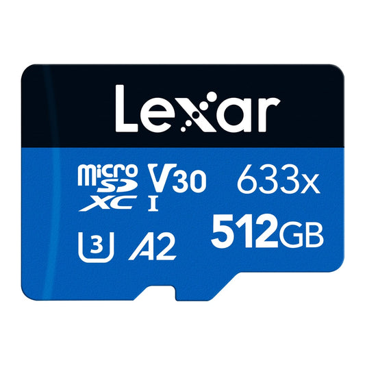 Lexar 512GB Micro SD Card, microSDXC UHS-I Card + SD Adapter, Up to 100 MB/s Read Speed, Micro SD Memory Card with A2, C10, U3, V30, for Mobile Phone/Tablet/Surveillance Camera - nan - LMS0633512G-BNAAA