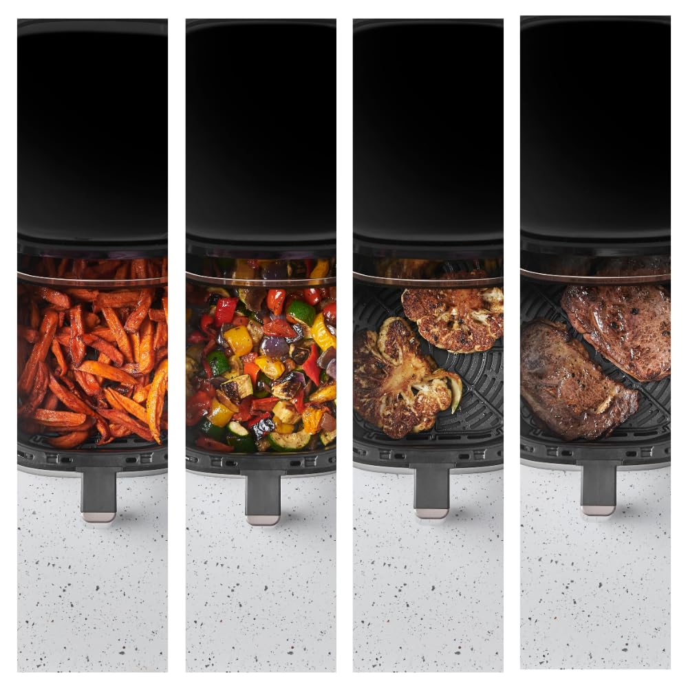 Russell Hobbs hot air fryer L 4.3L Rapid AirFryer [very small housing, very quiet, 9 programs] SatisFry (dishwasher safe, deep fryer without oil, touch screen, grilling, baking, roasting etc) 27610-56