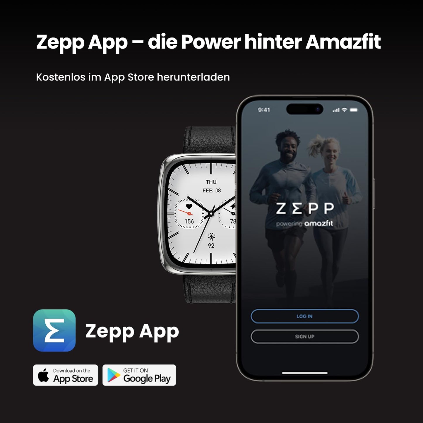 Amazfit Active 2 Smartwatch 43mm 1.75" AMOLED display, offline maps with GPS, 10 days battery, 160+ sports modes, waterproof, heart rate & sleep tracker for Android & iPhone, black leather strap