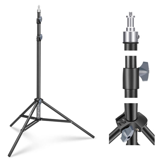 NEEWER Photography Light Stand 87-200cm, Spring-Loaded Lighting Stand with ø28mm Thick Tube Diameter, Lamp Stand for Ring Light/LED/Strobe/Softbox, Max. Load 22lbs, ST-200 Black