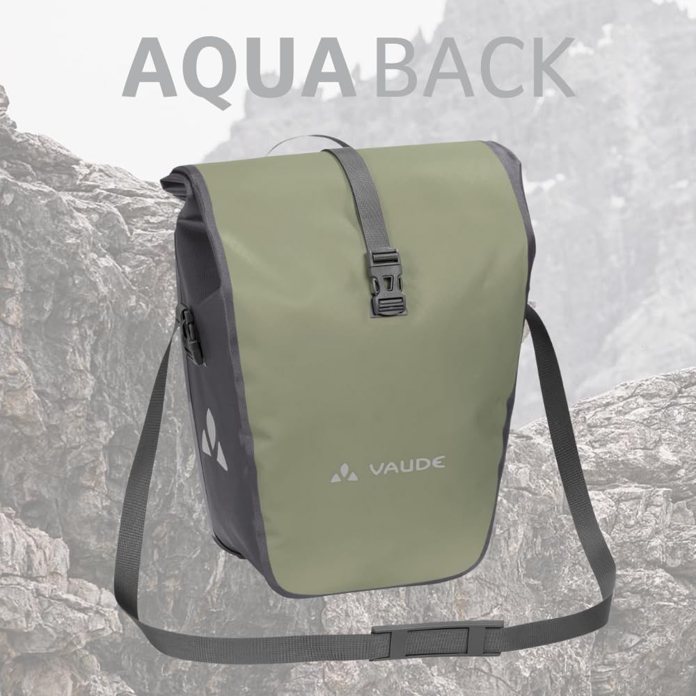 VAUDE bicycle bag for luggage rack Aqua Back Single 1 x 24 L in khaki, rear wheel bag waterproof, bicycle luggage rack bag at the back, easy attachment - Made in Germany - 124139420