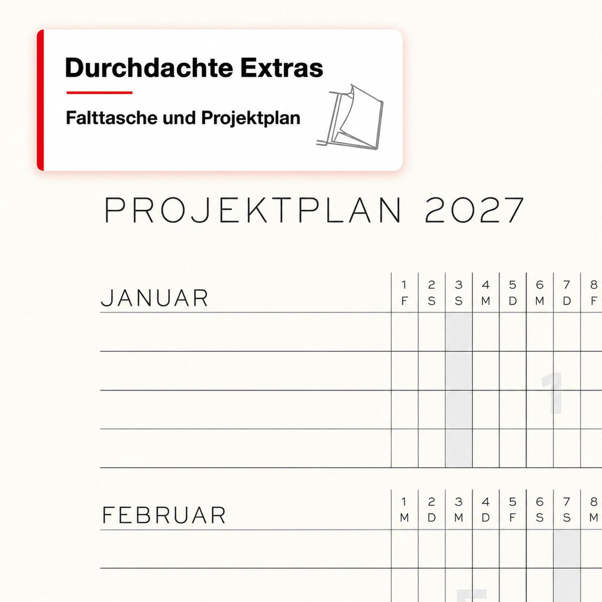 LEUCHTTURM1917 planificator săptămânal 2027 A4+ (Master) - germană, negru, 315 x 225 mm, ianuarie-decembrie (12 luni), prezentare generală săptămânală cu grilă orară 7:00-22:00 per coloană, copertă cartonată, hârtie de 100 g/m² - 400140