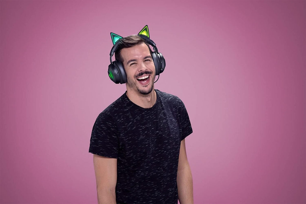 Razer Kraken Kitty - Wired Gaming Cat Ear Headset (customizable RGB Chroma lighting, microphone with active noise cancellation, controls on the ear cup) Black - RZ04-02980100-R3M1
