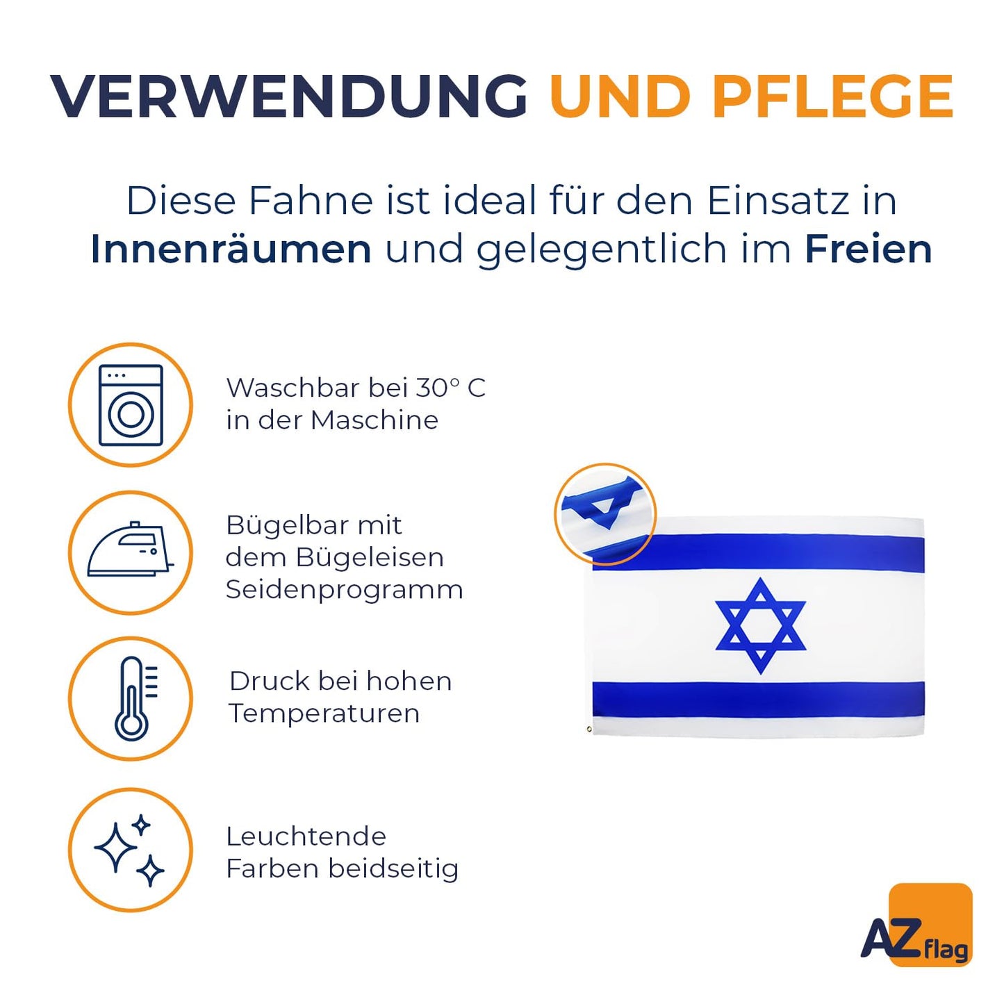 AZ FLAG - Israel Flag - 250x150 cm - Large Israeli Flag 100% Polyester with Brass Eyelets - 300g - K_103