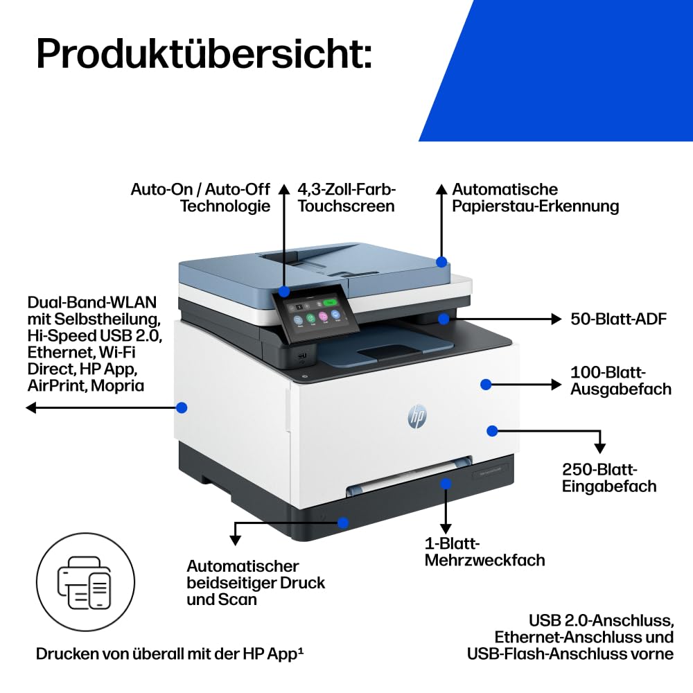 HP Color LaserJet Pro MFP 3302fdwg multifunction color laser printer, fax, automatic two-sided printing, touchscreen, Wi-Fi, Ethernet, USB, Wolf Pro Security - 759V2F#ABD