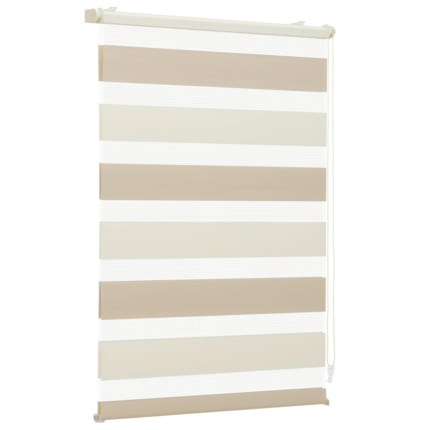 Sekey double roller blind Klemmfix without drilling for windows, two-tone double roller blind 60 cm wide, duo roller blind sun protection, 60x210cm, beige & brown - 4251966238754