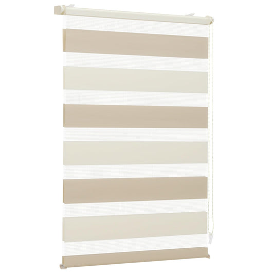 Sekey double roller blind Klemmfix without drilling for windows, two-tone double roller blind 60 cm wide, duo roller blind sun protection, 60x210cm, beige & brown - 4251966238754