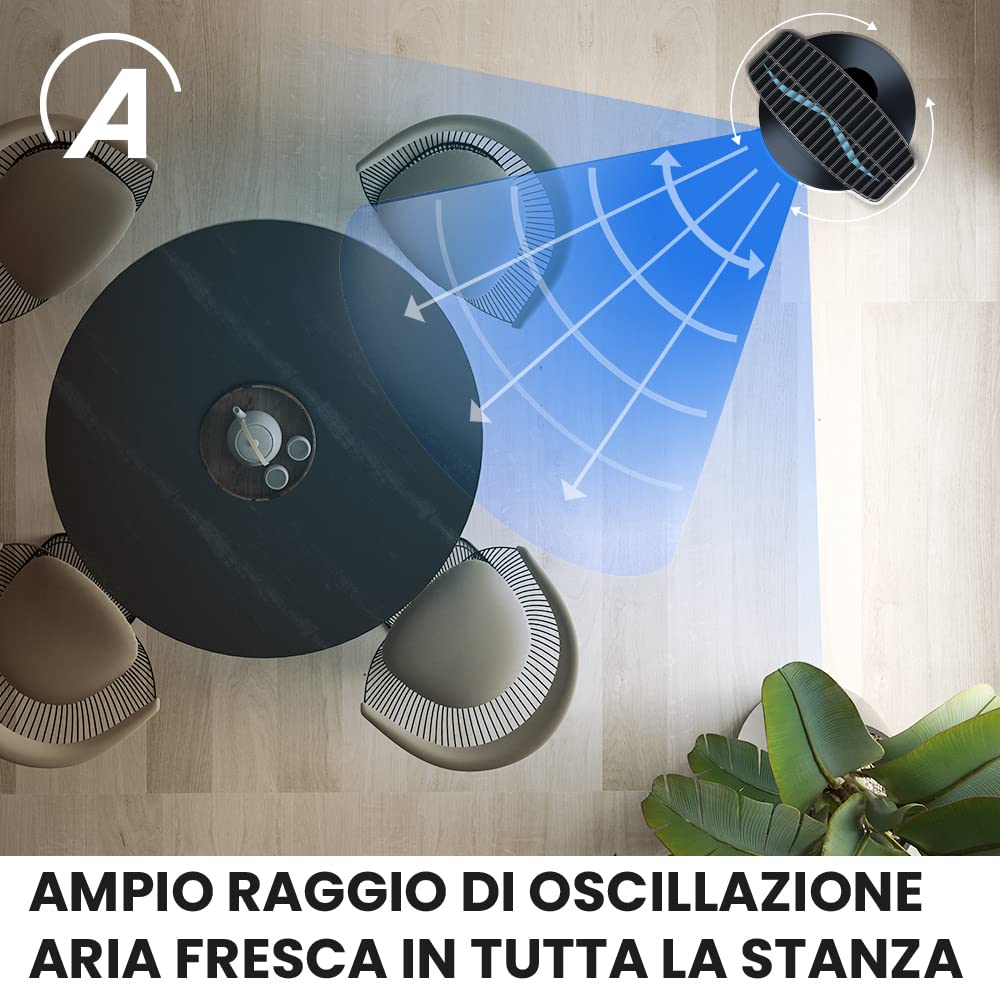 Ardes - AR5ST40N table fan STEELO 40N 5 blades - table fan 40 cm oscillating with adjustable tilt - fan 3 speeds quiet, black