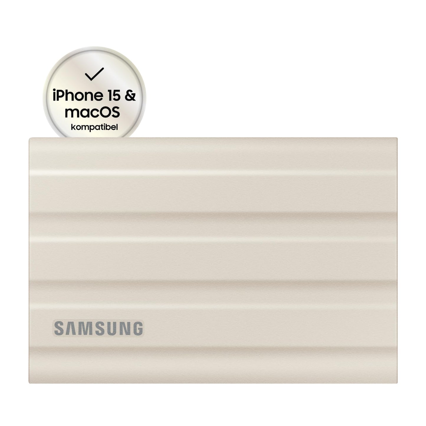 Samsung Portable SSD T7 Shield, 2 TB, USB 3.2 Gen.2, 1,050 MB/s read, 1,000 MB/s write, robust external hard drive outdoor for Mac, PC and smartphone, beige, MU-PE2T0K/EU