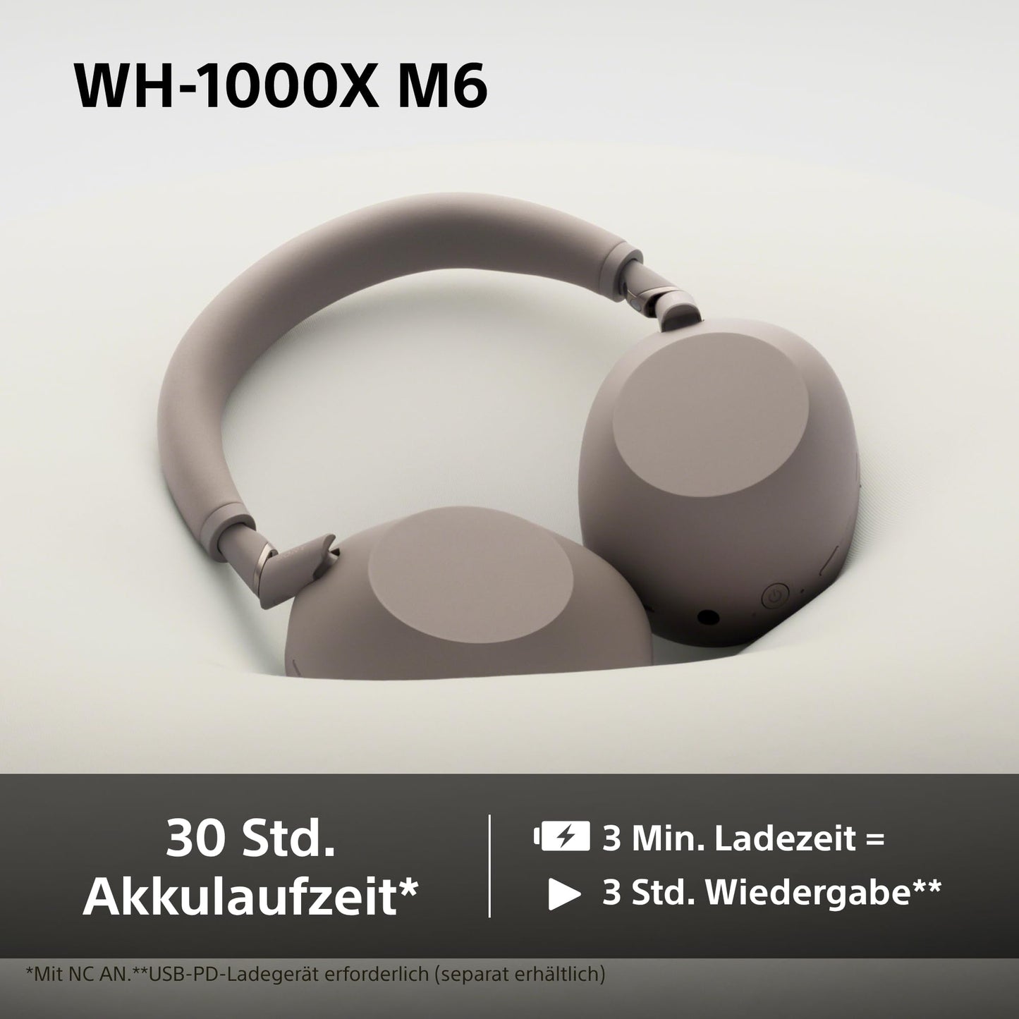 Sony WH-1000XM6 Wireless Noise Canceling Headphones, Signature Hi-Res Sound, Bluetooth Headphones, Comfort, Foldable Design, Magnetic Carrying Case, 30 Hour Battery NC On, iOS & Android - Sandstone - WH1000XM6T.CE7