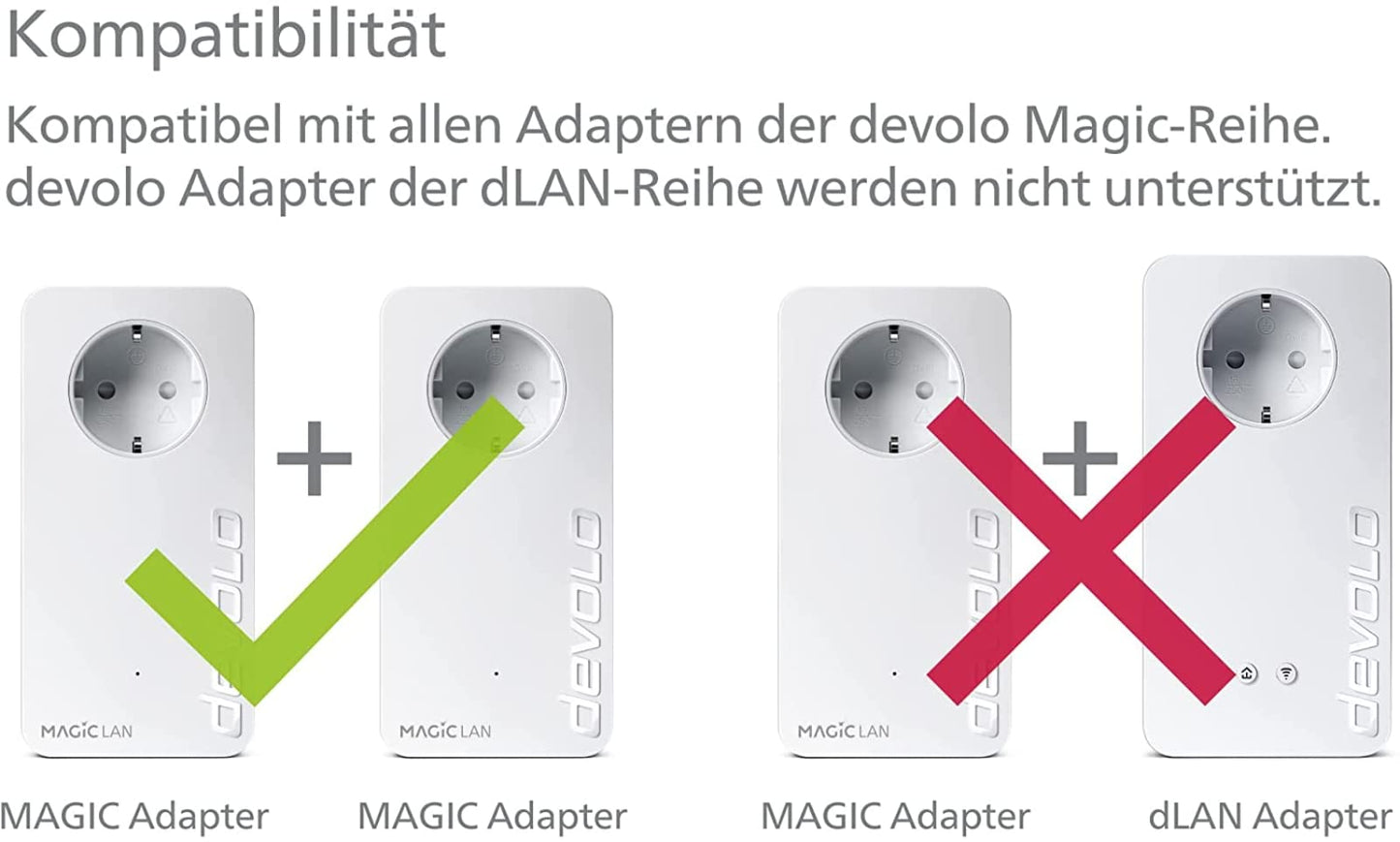 devolo Magic 2 expansion adapter, powerline adapter, up to 2,400 Mbit/s, 1x Gigabit port, ideal for home office, dLAN 2.0, white - 8412