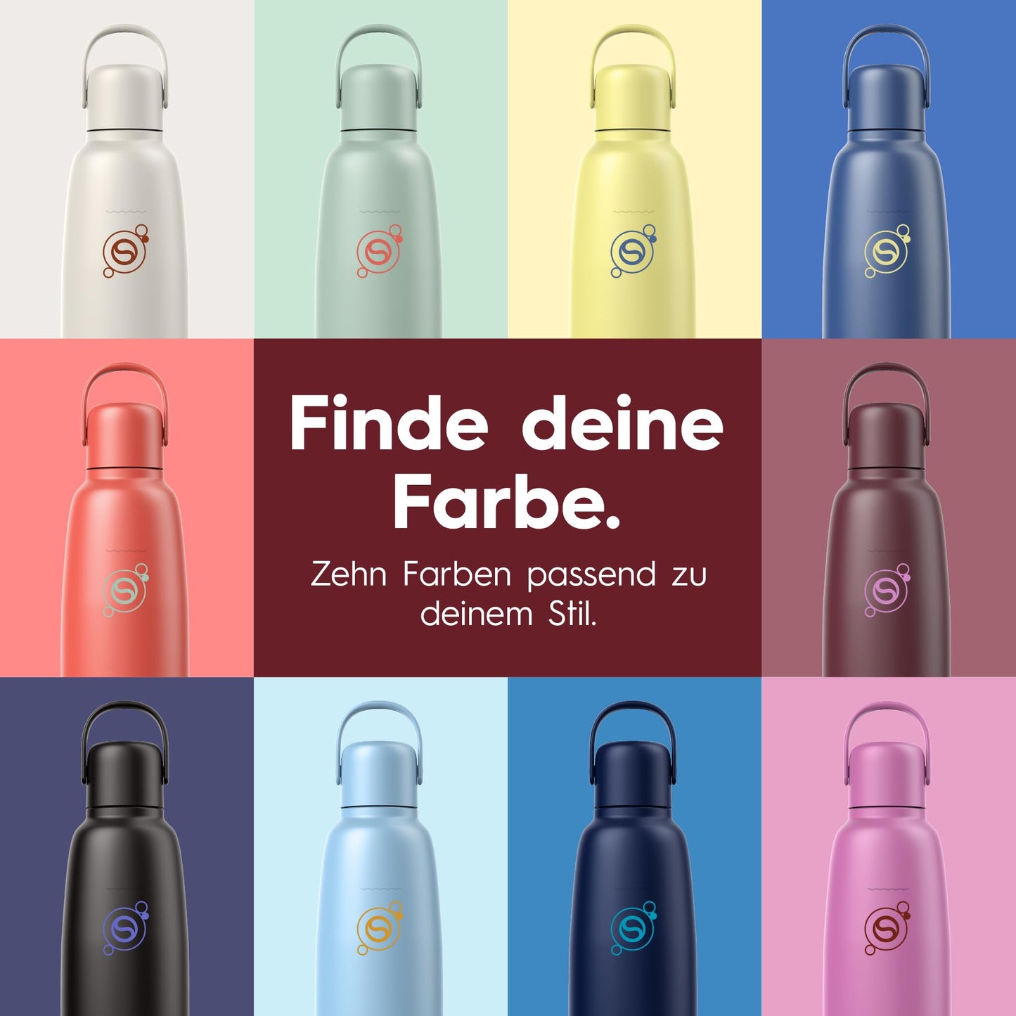 Sodastream fizz & go stainless steel bottle 0.9L, thermos bottle, Pomegranate Red - 7290119793587
