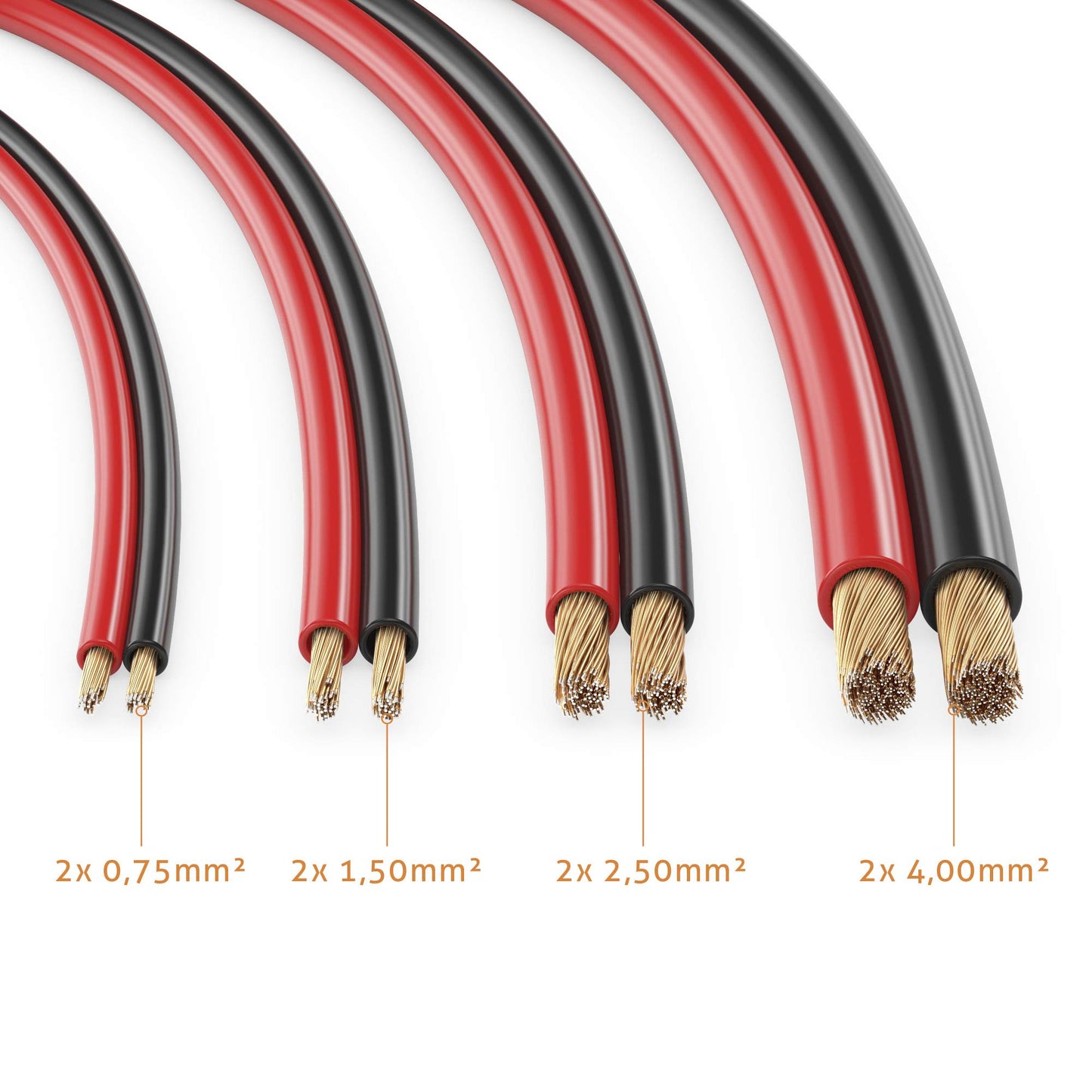 sonero® 100 meters 2x4.00mm² CCA speaker cable / speaker cable, color: red/black - S-SC2400RB-100