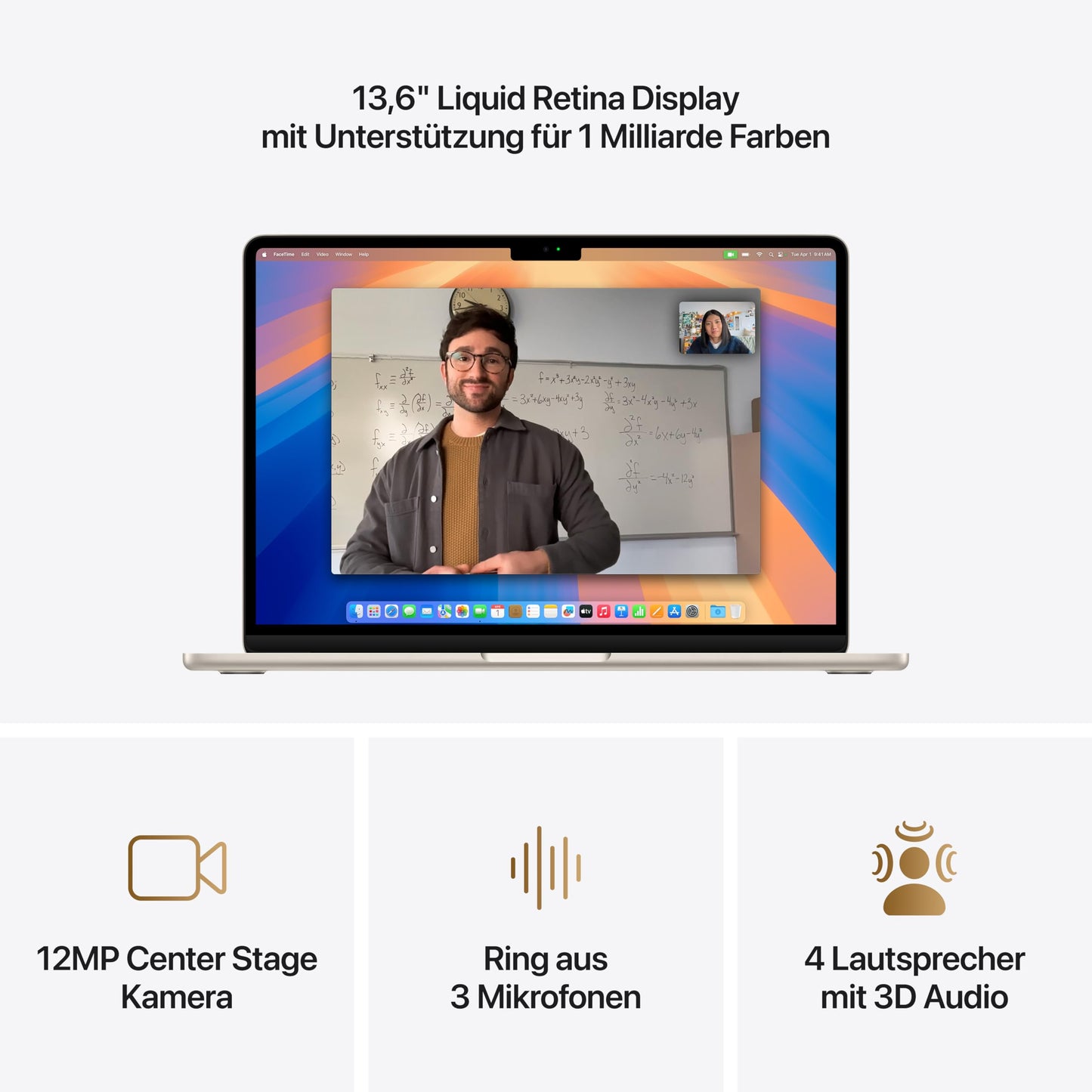 Apple MacBook Air (13", Apple M4 chip with 10-core CPU and 8-core GPU, 16GB shared memory, 256 GB) - Polarstern - MW0Y3D/A