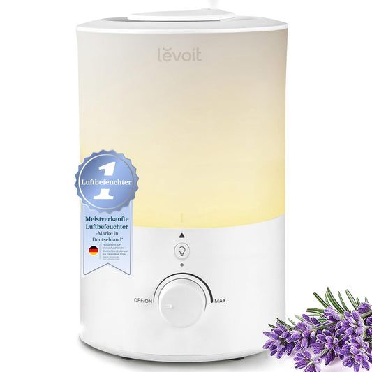 Umidificator de cameră Levoit, rezistent cu oprire automată, ultrasunete cu aburi reci și alimentare superioară, 25 dB, pentru bebeluși, plante, până la 25 de ore, 3 L, Alb Cald - LUH-D302-WUK