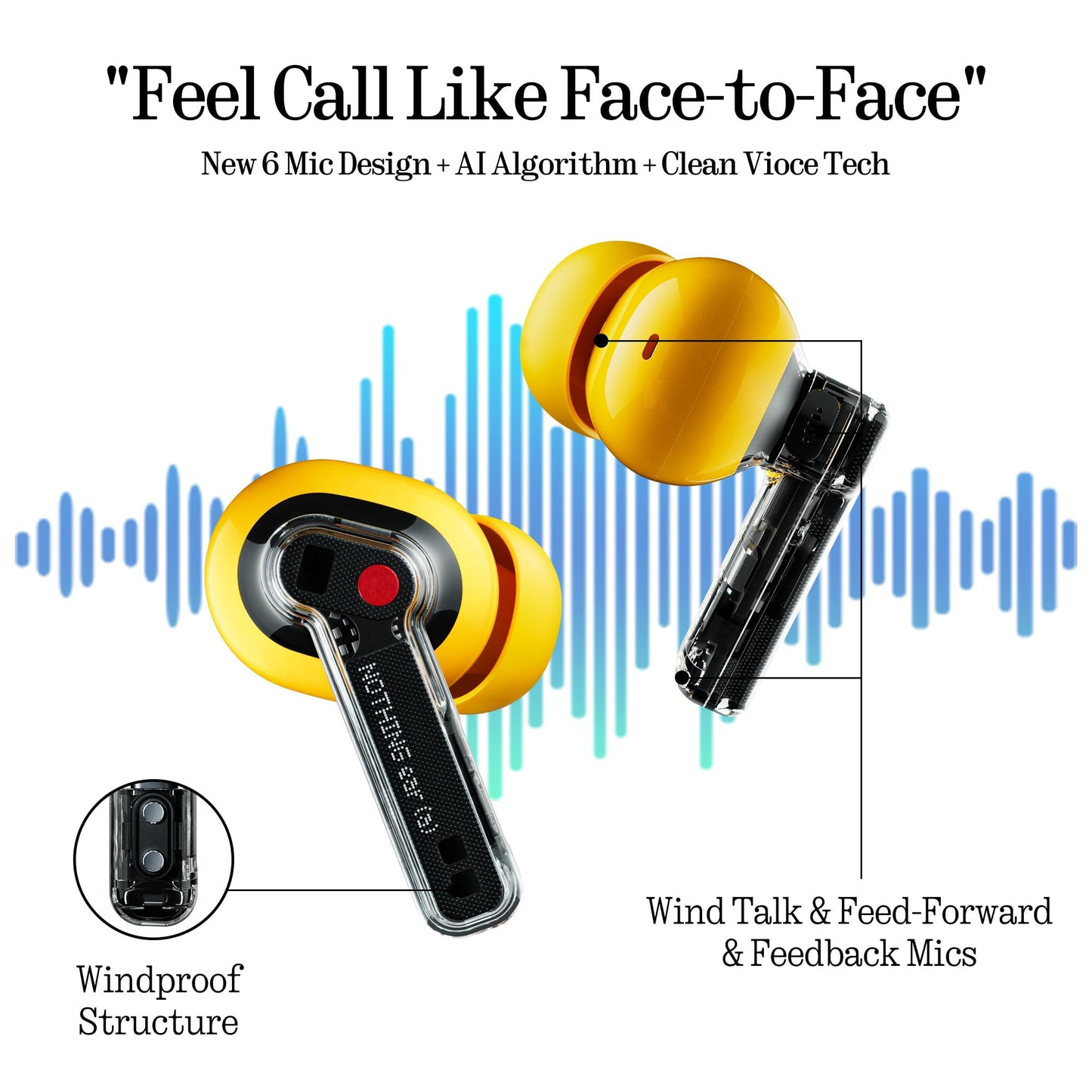 Nothing Ear (a) wireless Bluetooth headphones with ANC, bass enhancement algorithm and up to 42.5 hours of playback time - yellow - B162