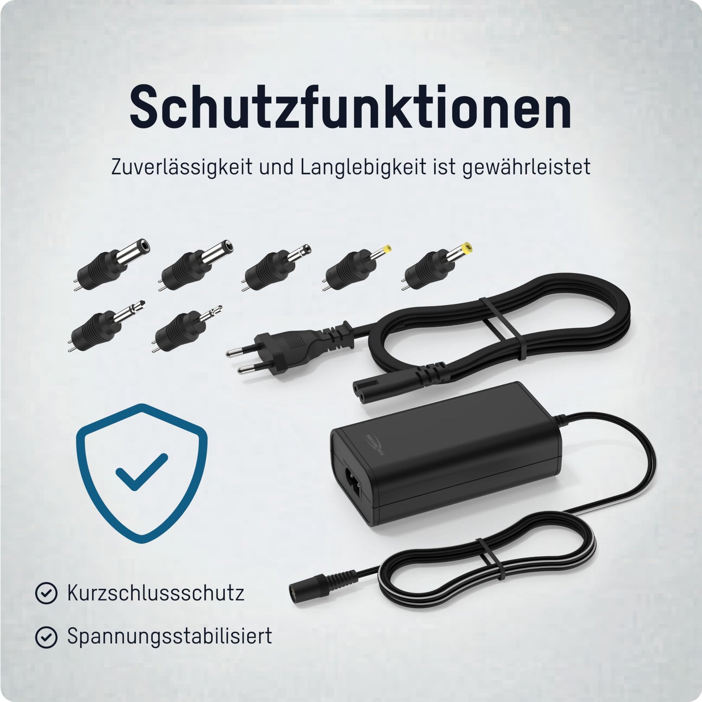 Ansmann 12V power supply APS 2250H power plug up to max. 2250mA (7 universal adapter plugs) power adapter for small electrical appliances adjustable from 12-24 volts, 1201-0026
