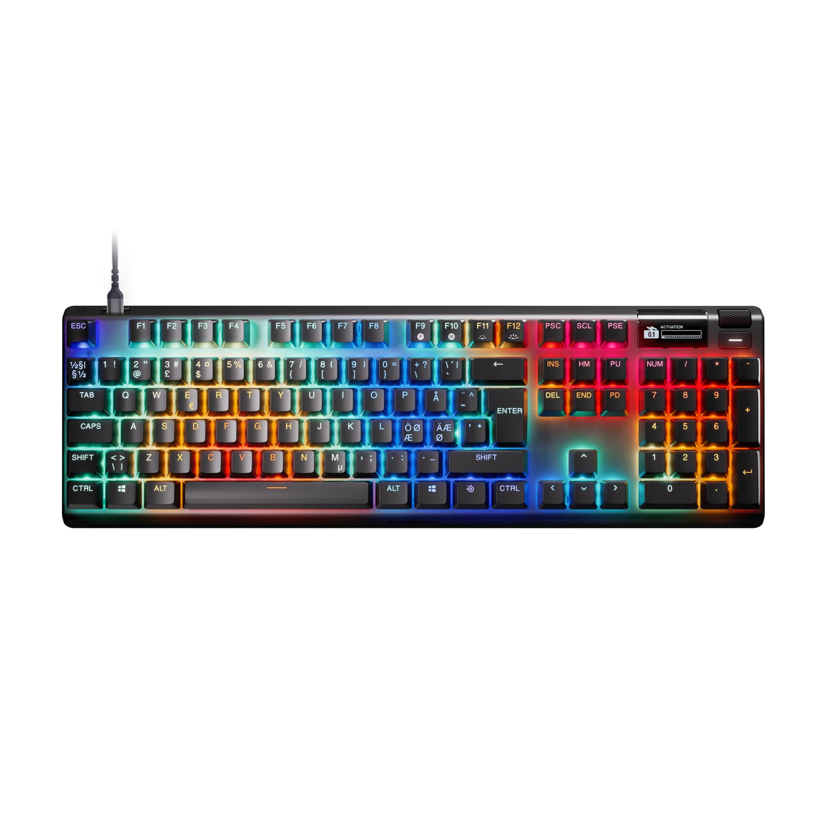 SteelSeries Apex Pro Gen 3 - Gaming Keyboard - Hall Effect Switches; OmniPoint 3.0 - Adjustable Actuation - Game-Ready Presets - Rapid Trigger, Protection Mode, Rapid Tap/SOCD - Nordic QWERTY - 64662