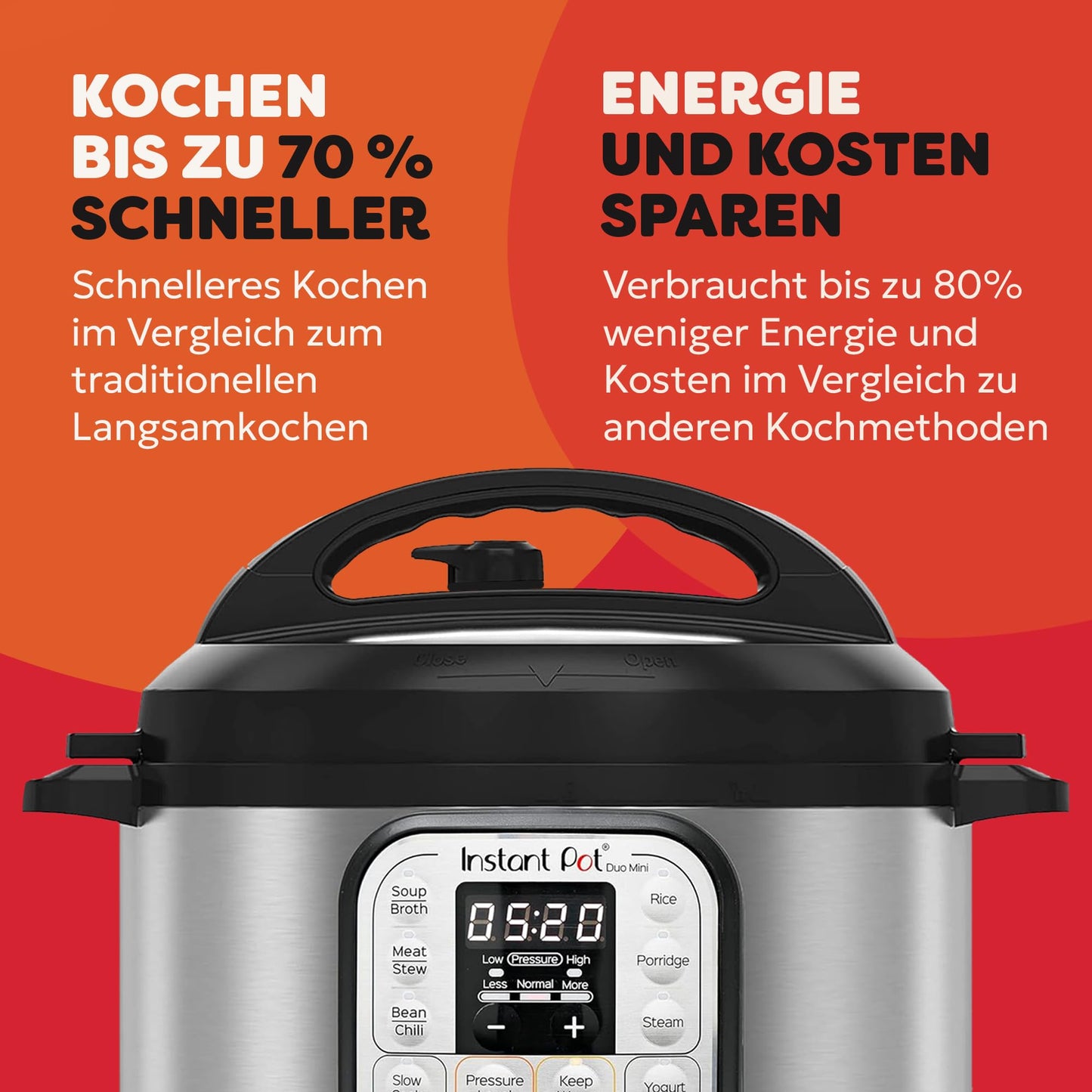 Instant Pot Duo 30 electric multi-cooker 3L - pressure cooker, slow cooker, rice cooker, sauté pan, yogurt maker, steamer and food warmer, made of stainless steel, silver - 110-0045-01-EU