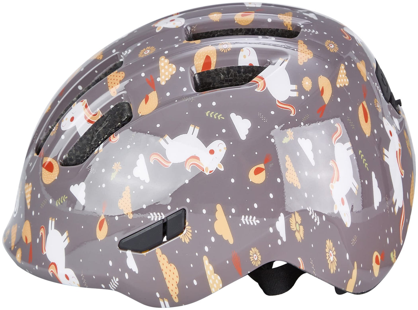 ABUS children's helmet Smiley 3.0 - bicycle helmet with a deep fit, child-friendly designs & space for a braid - for girls and boys - gray with horse pattern, size S - 67252