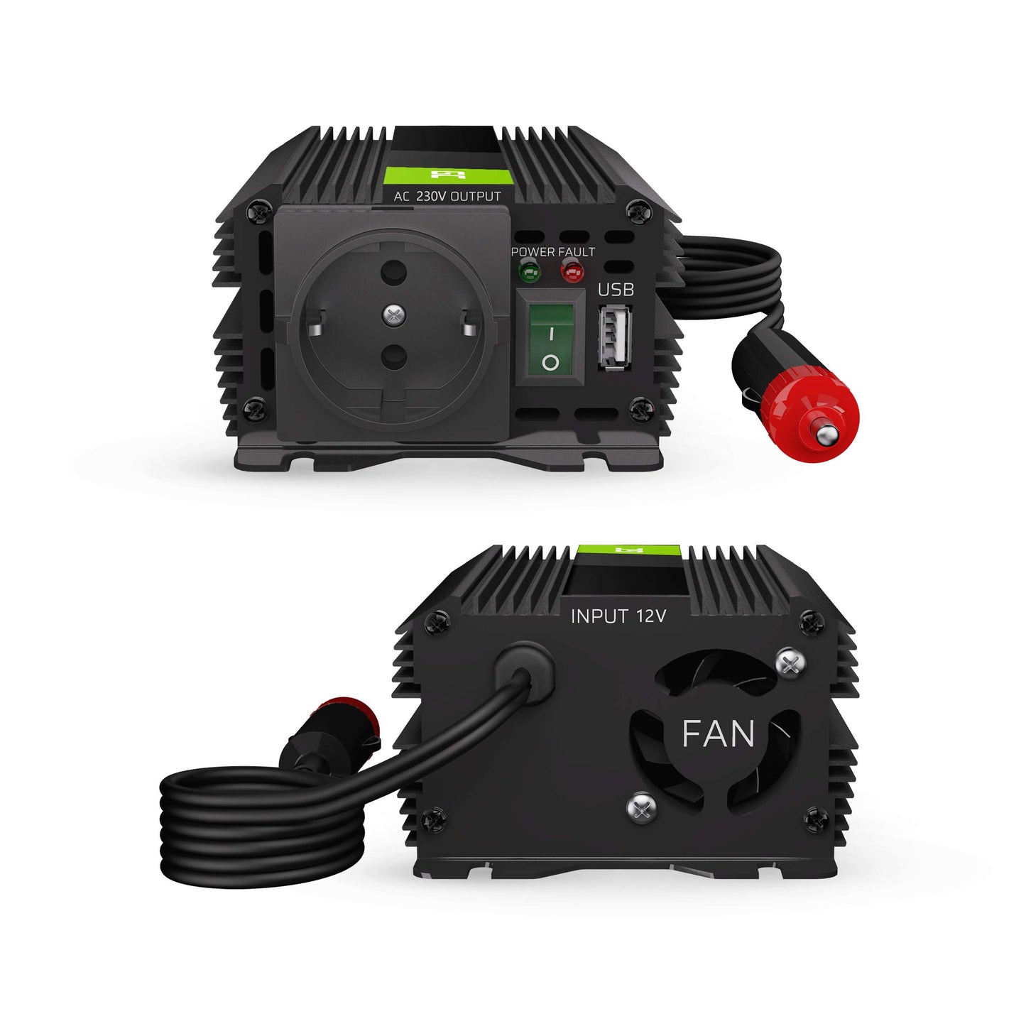 Green Cell PRO 150W/300W 12V to 230V Sine Wave Volt Car Voltage Converter Inverter Power Solar Inverter DC AC Converter Current Converter Caravan Car Modified Sine