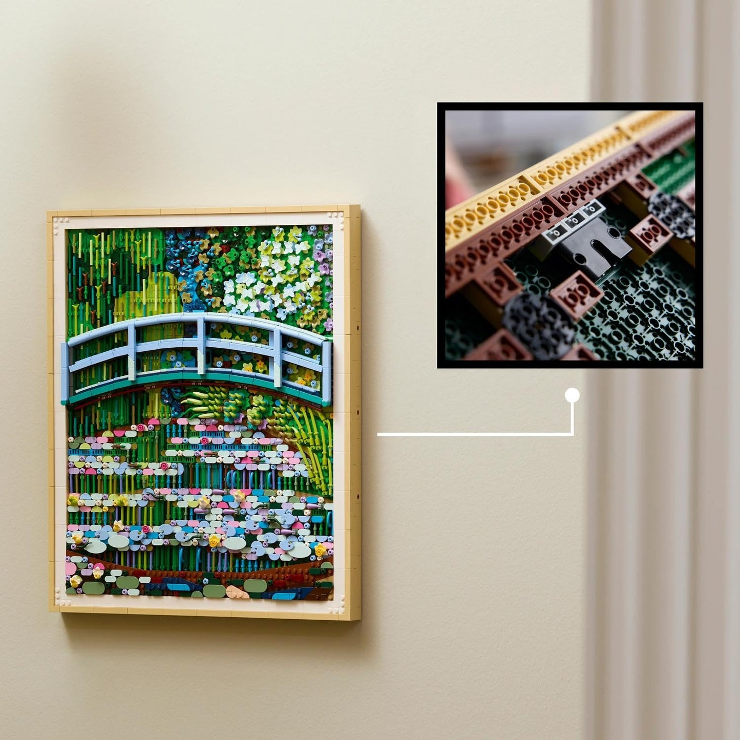 LEGO Art Claude Monet - The Bridge Over the Lily Pond - Hanging 3D Wall Art for Home Decoration - Impressionist Display Model for Adults - DIY Gift Idea - 31220
