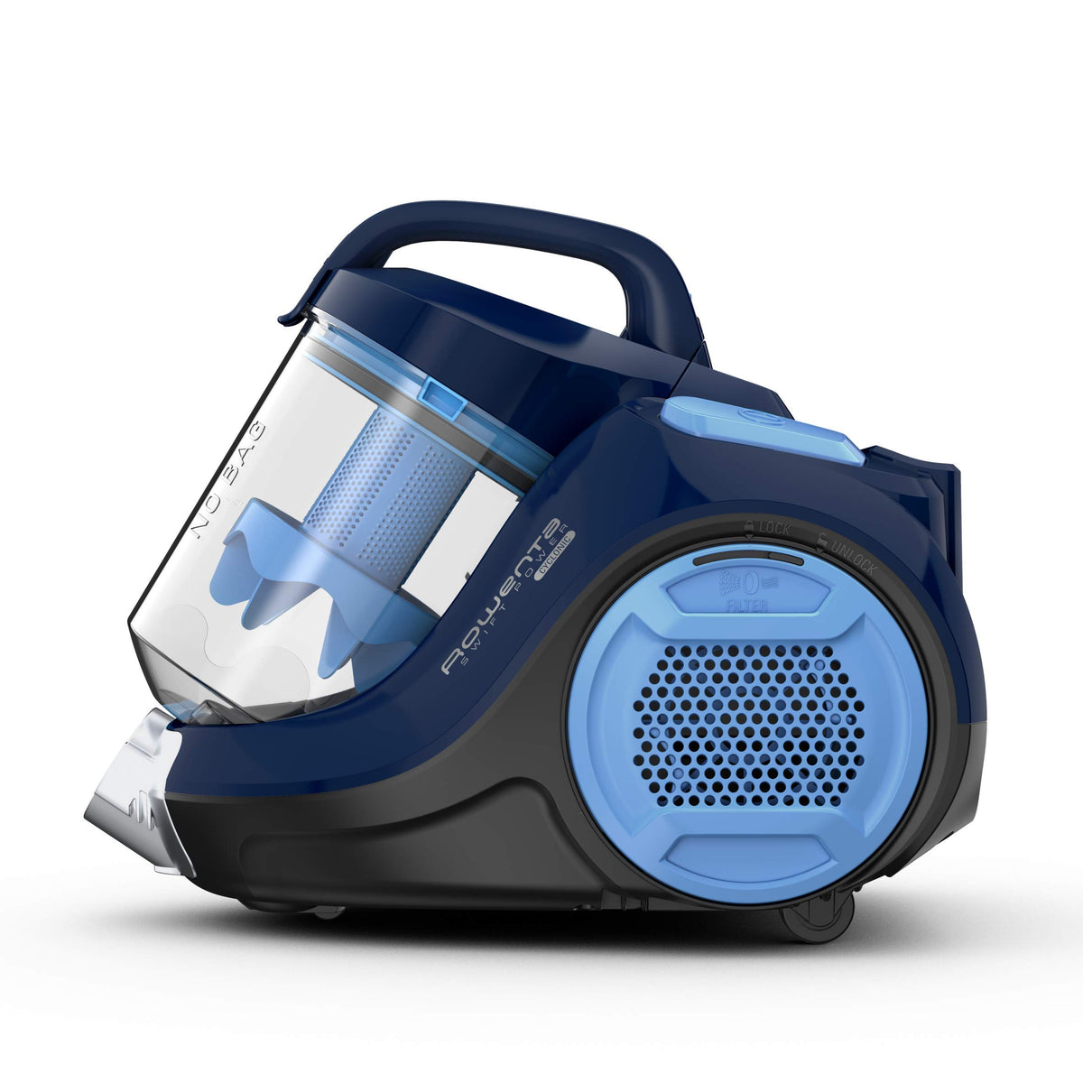 Rowenta Swift Power Cyclonic Bagless Vacuum Cleaner, 900 Watts, powerful suction, 1.2 L dust container, high filtration, large area coverage, bagless vacuum cleaner with cord, blue, RO2981EA - 7211004084