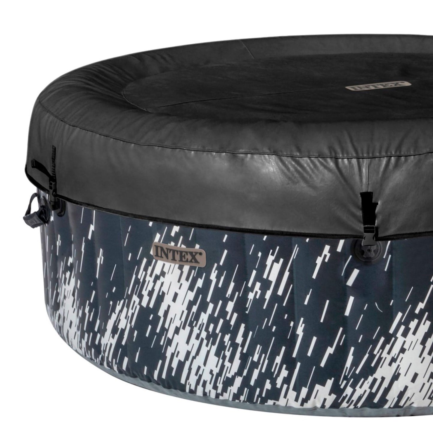INTEX PureSPA Bubble Glow Deluxe inflatable indoor & outdoor whirlpool for 4 people with ambient light (196x71cm) water softening & salt water system - 140 massage jets - 2200 W heating system (28494NP)
