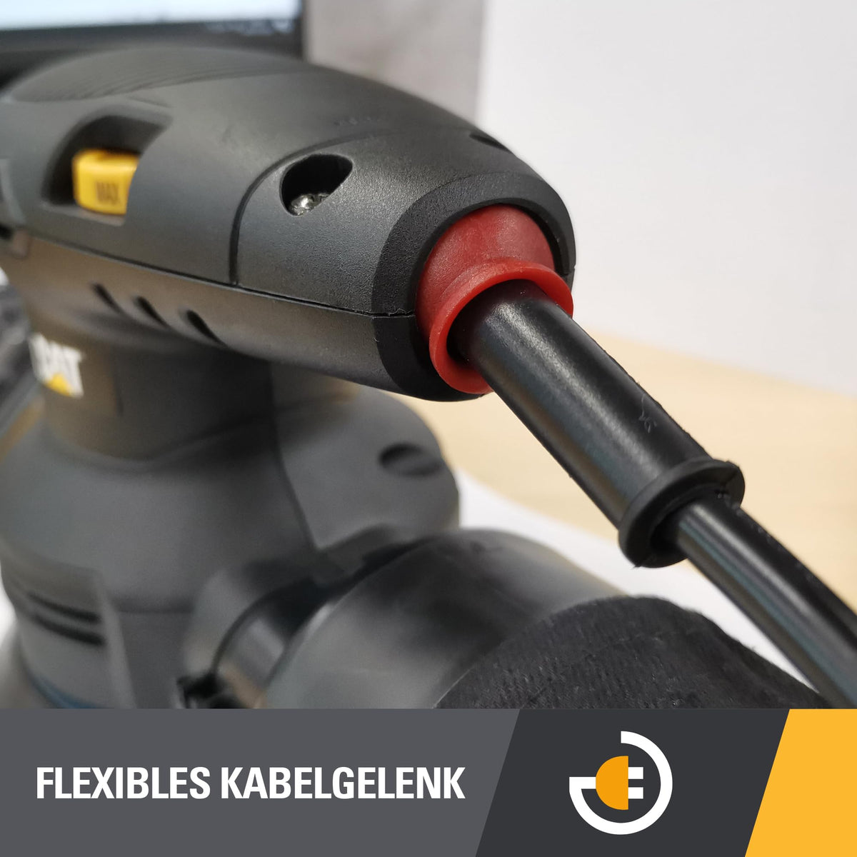 CAT DX461 Exzenterschleifer de 125 mm, 400W, 5000–14000 U/min, Ø2,5 mm, (inclusiv cutie de praf Zyklon, viteză variabilă și sistem de aspirare a prafului)