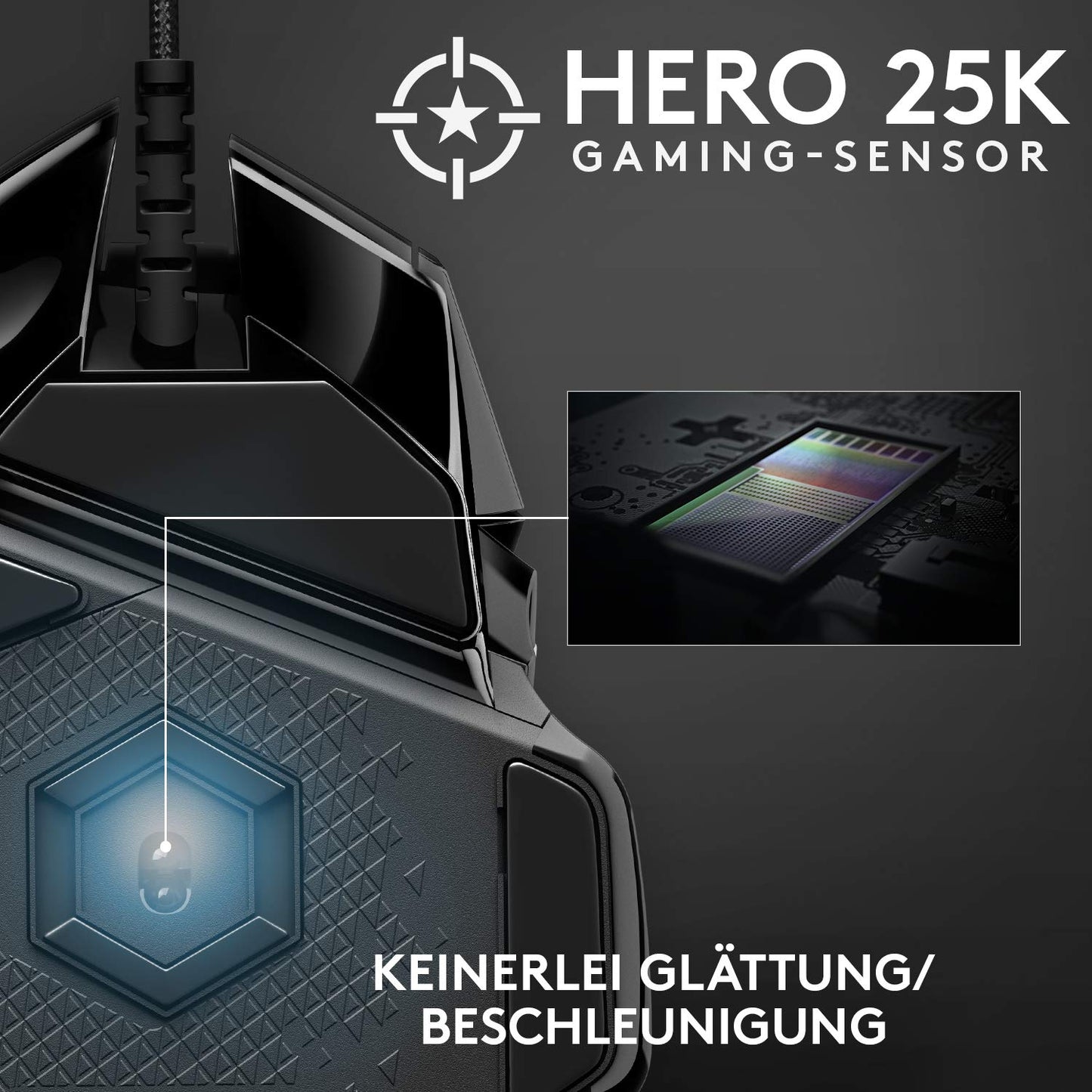 Logitech G502 HERO gaming mouse special edition with HERO 25K DPI sensor, RGB lighting, weight tuning, 11 programmable buttons, customizable game profiles, PC/Mac - black/white