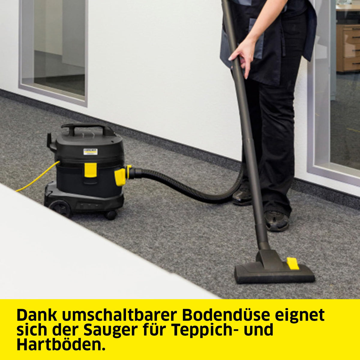 Kärcher Aspirator T 11/1 Classic HEPA Re!Plast, aspirator ușor, capacitate: 11 l, putere: 850 W, nivel de presiune sonoră: 61 db(A), greutate: 4,2 kg, cablu: 7,5 m, filtru HEPA-14, recipient din material reciclat - T11/1