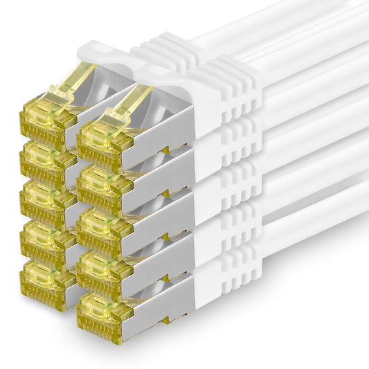 1aTTack.de Cat.7 network cable 3.0 m white pack of 10 Cat7 Ethernet cable network LAN cable raw cable 10 Gb s SFTP PIMF LSZH set patch cable with Rj 45 plug Cat.6a - 4251073617008