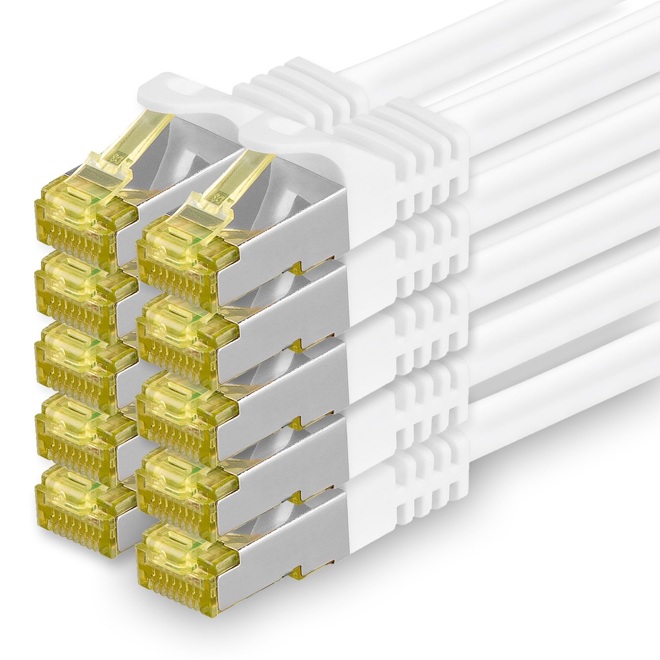 1aTTack.de Cat.7 network cable 2m white pack of 10 Cat7 Ethernet cable network LAN cable raw cable 10 Gb s SFTP PIMF LSZH set patch cable with Rj 45 plug Cat.6a - 4251073616896
