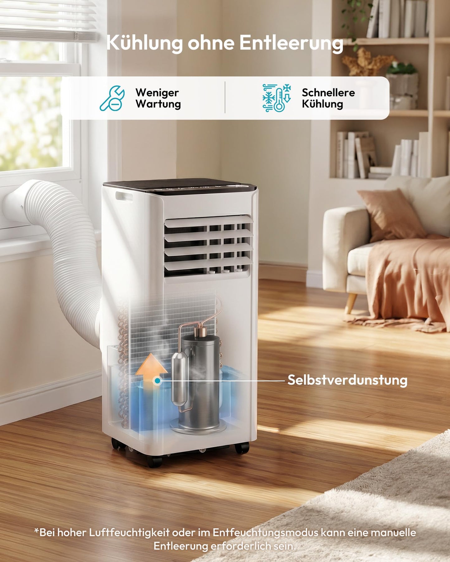 Air conditioning mobile - air conditioning unit with exhaust hose 7000 BTU | 4-in-1 mobile air conditioner | Quiet operation | Digital display + remote control | Window installation kit | 24h timer | For rooms up to 20 m² - OL-A016FF20N2