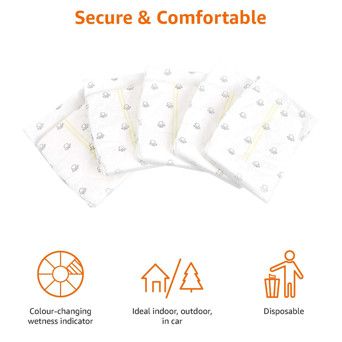 Amazon Basics scutece pentru câini masculi, scutece de unică folosință, pachet de 50, alb - Male