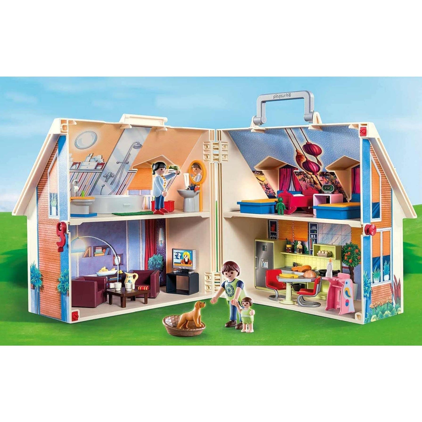 PLAYMOBIL | Dollhouse |Toys for children aged 4 and up | Take-along dollhouse with handle | 70985