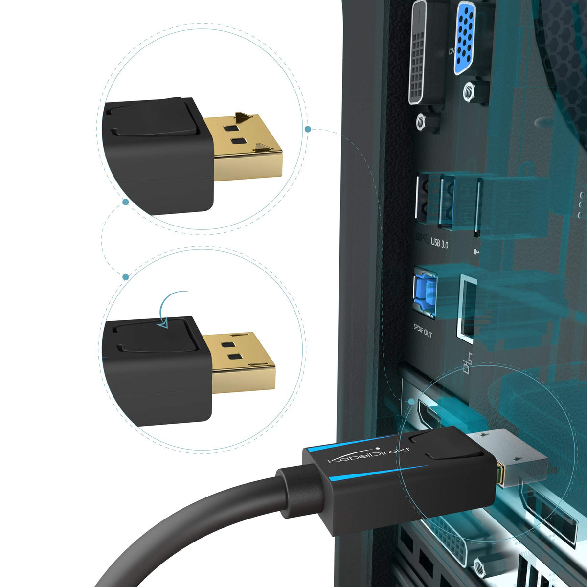 KabelDirekt – 8K și 4K DisplayPort-Kabel – 2x5m – v1.4, 240Hz - 1602