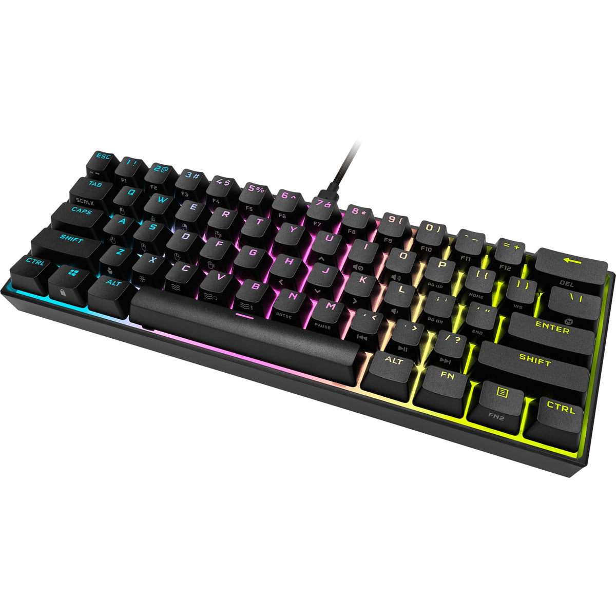 Corsair K65 RGB MINI 60% Tastatur mecanică pentru gaming (Iluminare RGB personalizabilă pentru taste individuale, taste CHERRY MX SPEED, capace de taste PBT Double-Shot, tehnologie AXON) QWERTZ, Negru - CH-9194014-DE