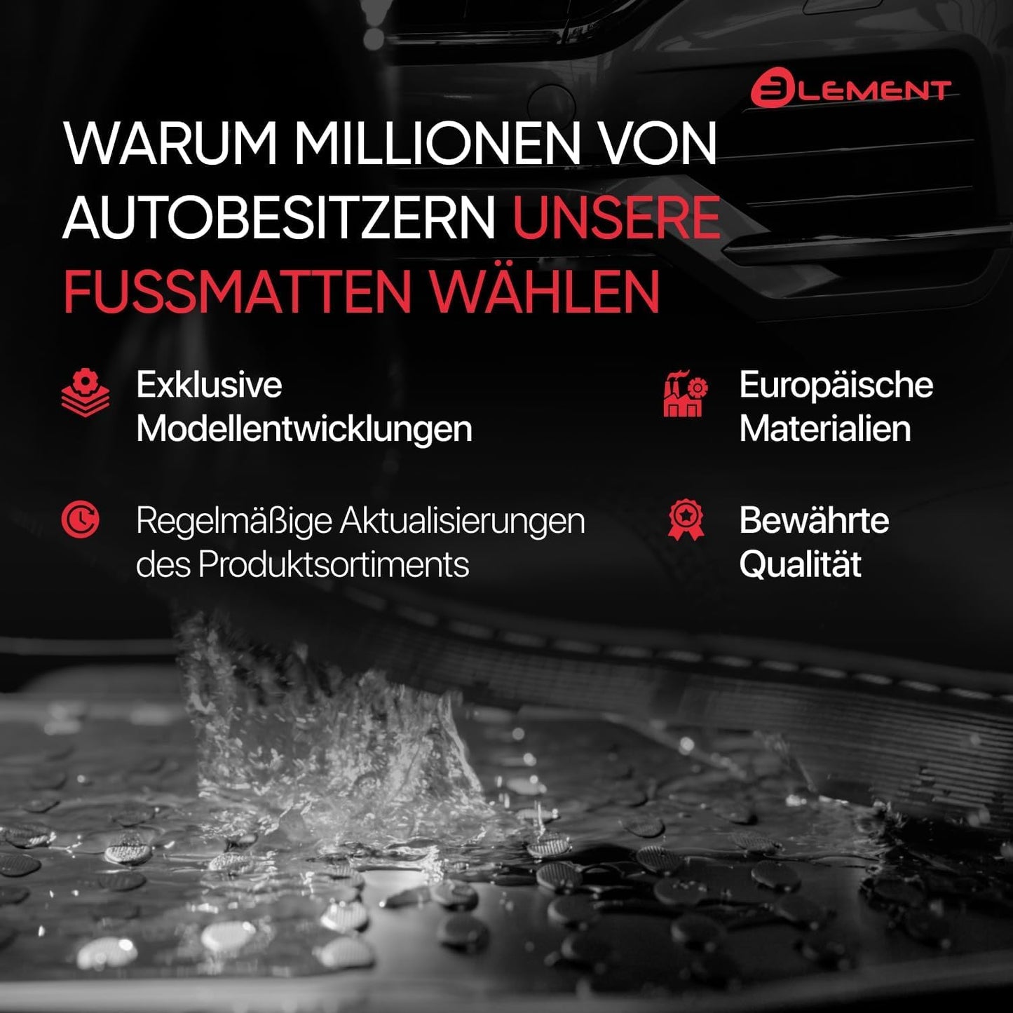 Element 3D rubber mat set suitable for VW Tiguan Mk3 III | 2023-> | HYBRID! | 100% custom-fit car floor mats, rubber car mats, rubber car floor mats - EXP.ELEMENT3DA66536210k