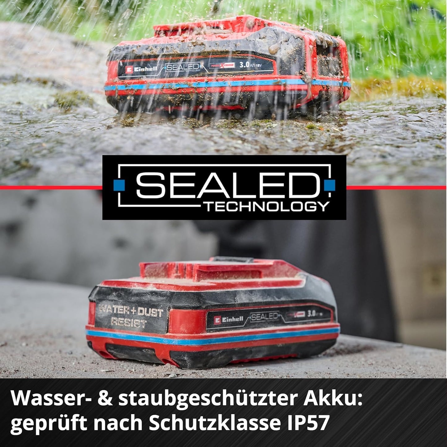 Original Einhell 18V 3.0 Ah Sealed Power X-Change Plus (18 V battery, water and dust protected, protection class IP57, universally usable for all PXC devices, without charger) - 4511618