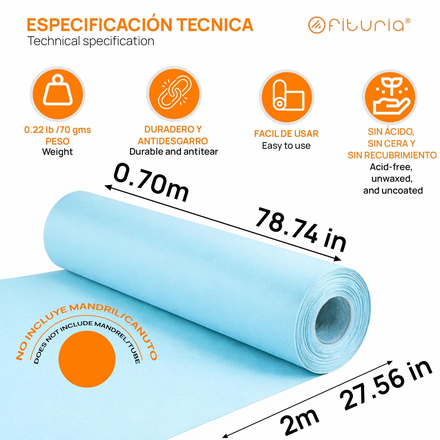 OFITURIA Kraft Paper Blue Pastel - Roll 0.70 × 2 m - 6 Rolls - Wrapping Paper and Packaging Paper - Craft Paper for DIY, Decoration and Sewing Patterns - Tear-Resistant and Easy to Cut - COM620-parent2